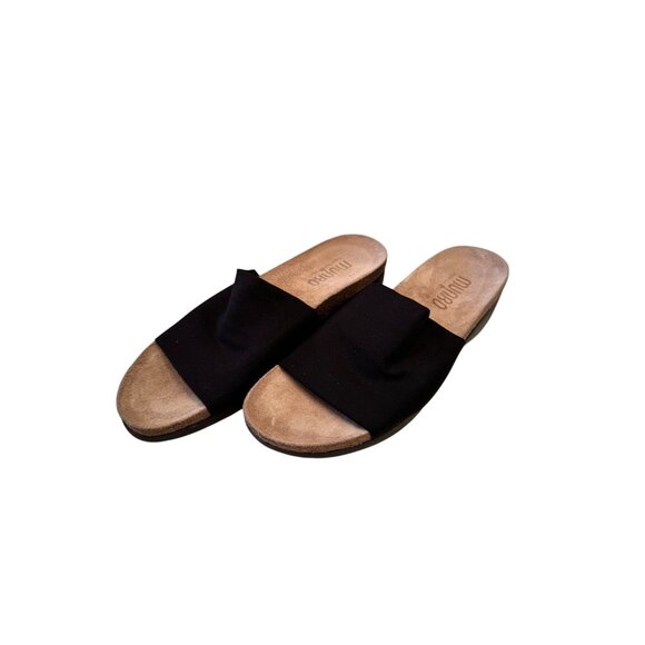Munro Casita Black Stretch Fabric Size 7 N (AA) Flat Slip On NWB $135 - Picture 2 of 9
